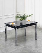GRANDE Black Glass Extending Dining Table and 6 Isaac Black Chairs Set