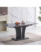 MOZART Grey Glass Extending 6 Seater Dining Table