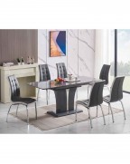 MOZART Grey Glass Extending 6 Seater Dining Table