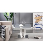 MATEO Grey Glass and White High Gloss Coffee Table