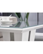 MATEO Grey Glass and White High Gloss Coffee Table