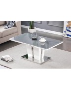 MATEO Grey Glass and White High Gloss Coffee Table