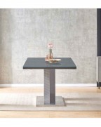 MERIDIAN Grey Glass Grey High Gloss 6-Seater Dining Table and 6 Monza White Faux Leather Chairs Set