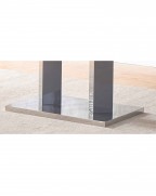 MERIDIAN Grey Glass Grey High Gloss 6-Seater Dining Table and 6 Monza White Faux Leather Chairs Set