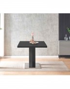 MERIDIAN Black Glass Black High Gloss 6-Seater Dining Table and 6 Monza Green Velvet Chairs Set