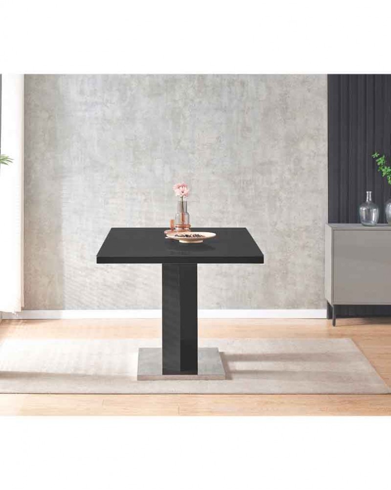 MERIDIAN Black Glass Black High Gloss 6-Seater Dining Table and 6 Monza Green Velvet Chairs Set