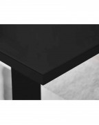 MERIDIAN Black Glass Black High Gloss 4-Seater Dining Table and 4 Monza Grey Faux Leather Chairs Set