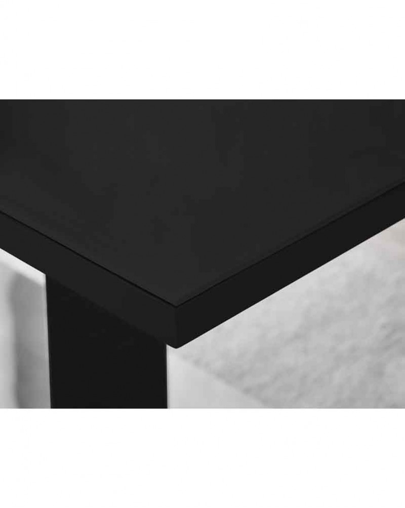 MERIDIAN Black Glass Black High Gloss 4-Seater Dining Table and 4 Monza Grey Faux Leather Chairs Set