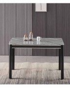 MILANO Grey Marble-Effect Glass 4-Seater Dining Table and 4 Monza Grey Chairs Set