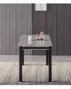 MILANO Grey Marble-Effect Glass 4-Seater Dining Table and 4 Monza Grey Chairs Set