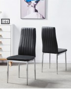 MONZA Black Faux Leather Dining Chair with Chrome Frame (Set of 2)