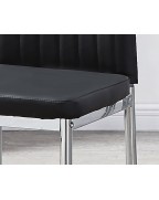 MONZA Black Faux Leather Dining Chair with Chrome Frame (Set of 2)