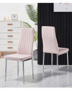 MERIDIAN Black Glass Black High Gloss 4-Seater Dining Table and 4 Monza Pink Velvet Chairs Set