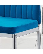 MONZA Blue Velvet Dining Chair with Chrome Frame (Set of 2)