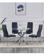 MONZA Black Faux Leather Dining Chair with Chrome Frame (Set of 2)