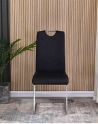 GRANDE Black Glass Extending Dining Table and 6 Isaac Black Chairs Set