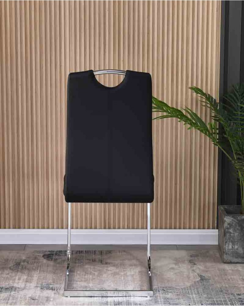 GRANDE Black Glass Extending Dining Table and 6 Isaac Black Chairs Set
