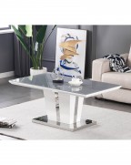 MATEO Grey Glass and White High Gloss Coffee Table