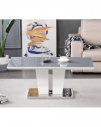 MATEO Grey Glass and White High Gloss Coffee Table