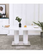 MERIDIAN White High Gloss Dining Table and 6 Isaac White Chairs Set