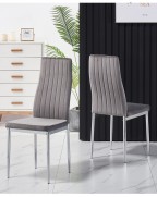 MERIDIAN Black Glass Black High Gloss 4-Seater Dining Table and 4 Monza Grey Velvet Chairs Set