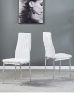MERIDIAN Black Glass Black High Gloss 4-Seater Dining Table and 4 Monza White Faux Leather Chairs Set