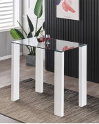 PALERMO Clear Glass High Gloss Bar Table and POMPEI Black Bar Stools Set