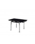 PICCOLO Black Glass Extending 4 Seater Dining Table with Chrome Legs