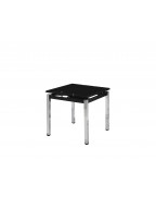 PICCOLO Black Glass Extending 4 Seater Dining Table with Chrome Legs