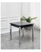 PICCOLO Black Glass Extending 4 Seater Dining Table with Chrome Legs