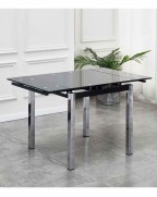 PICCOLO Black Glass Extending 4 Seater Dining Table with Chrome Legs