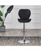 POMPEI Black Faux Leather Bar Stool with Chrome Base (Set of 2)