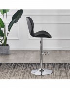 POMPEI Black Faux Leather Bar Stool with Chrome Base (Set of 2)