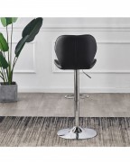 POMPEI Black Faux Leather Bar Stool with Chrome Base (Set of 2)