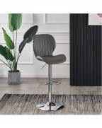 POMPEI Grey Faux Leather Bar Stool with Chrome Base (Set of 2)