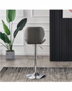 POMPEI Grey Faux Leather Bar Stool with Chrome Base (Set of 2)