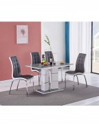 TIVOLI 4 Seater White High Gloss And Grey Glass Modern Dining Table