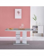 TIVOLI 4 Seater White High Gloss And Grey Glass Modern Dining Table