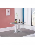 TIVOLI 4 Seater White High Gloss And Grey Glass Modern Dining Table