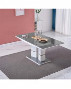 TIVOLI 4 Seater White High Gloss And Grey Glass Modern Dining Table