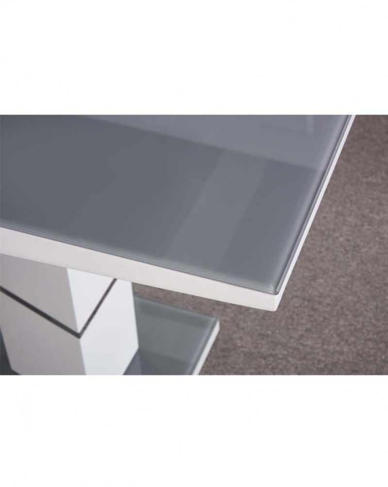 TIVOLI 4 Seater White High Gloss And Grey Glass Modern Dining Table