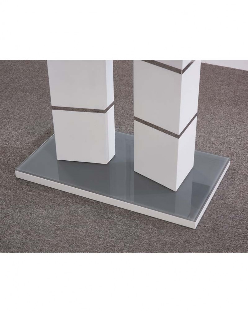 TIVOLI 4 Seater White High Gloss And Grey Glass Modern Dining Table