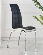 MERIDIAN Black Glass Black High Gloss 6-Seater Dining Table and 6 Vienna Black Chairs Set