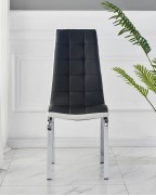 MERIDIAN Black Glass Black High Gloss 6-Seater Dining Table and 6 Vienna Black Chairs Set