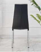 MERIDIAN Black Glass Black High Gloss 6-Seater Dining Table and 6 Vienna Black Chairs Set