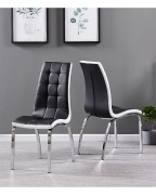 MERIDIAN Black Glass Black High Gloss 6-Seater Dining Table and 6 Vienna Black Chairs Set