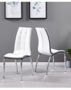 MOZART White Marble-Effect Glass Extending 6 Seater Dining Table and 6 VIENNA White Chairs Set